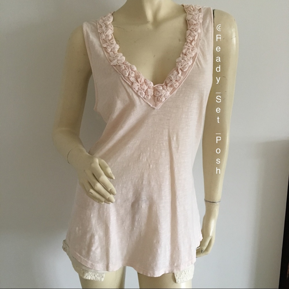 Nwot XCVI v-neck tank top with rosette neckline